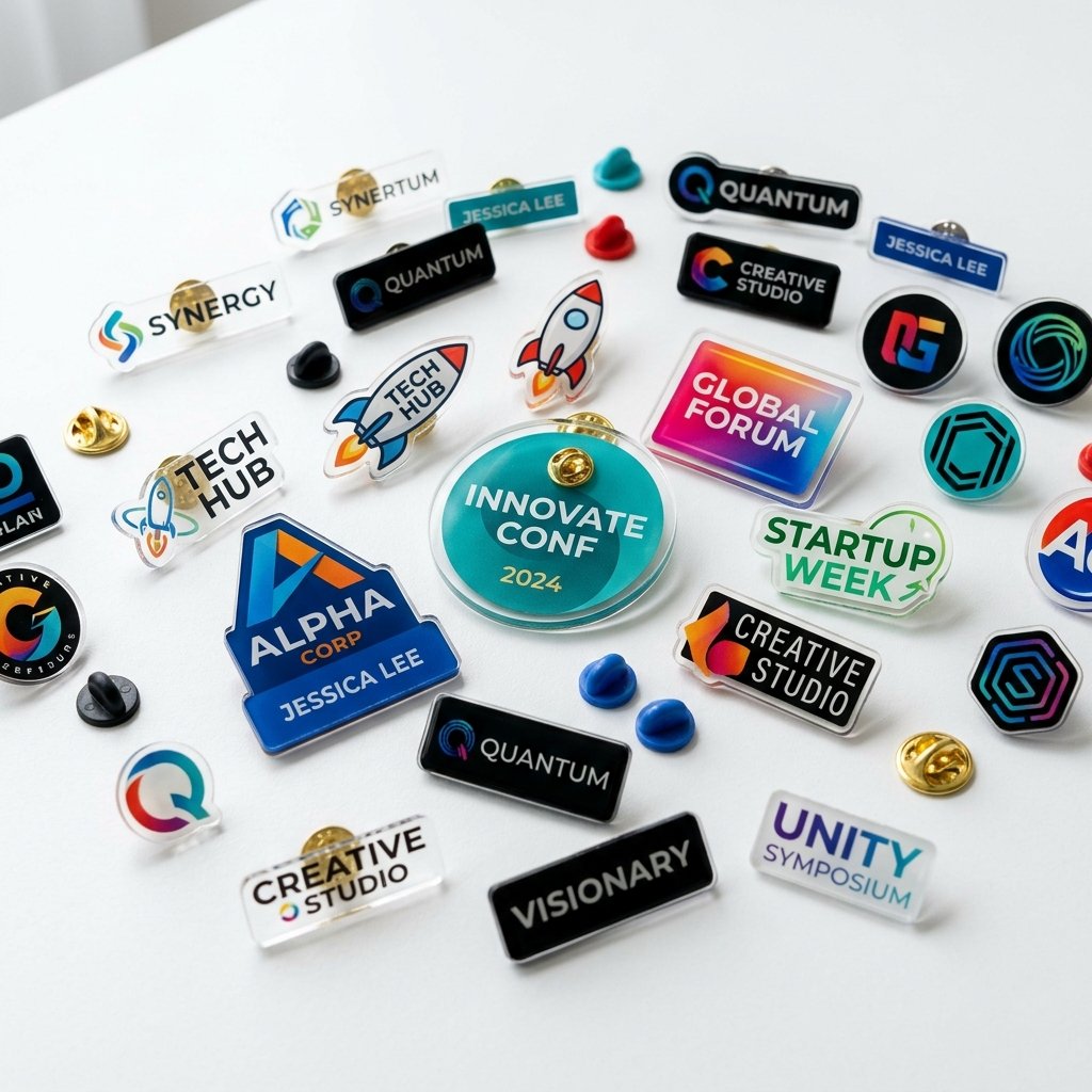 Custom acrylic lapel pins and badges